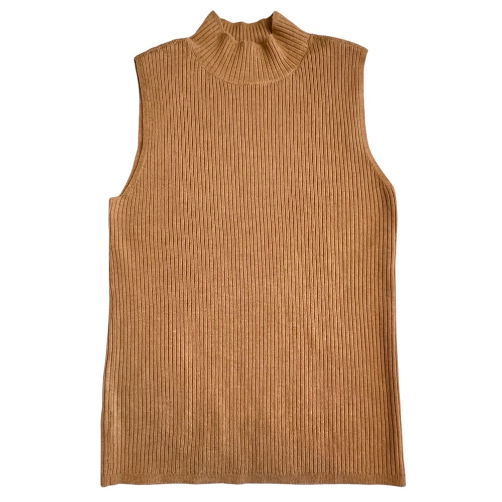 ❌SOLD❌ LOFT Outlet Sleeveless Knit Mock Neck Top Caramel Brown Large L - Picture 9 of 11
